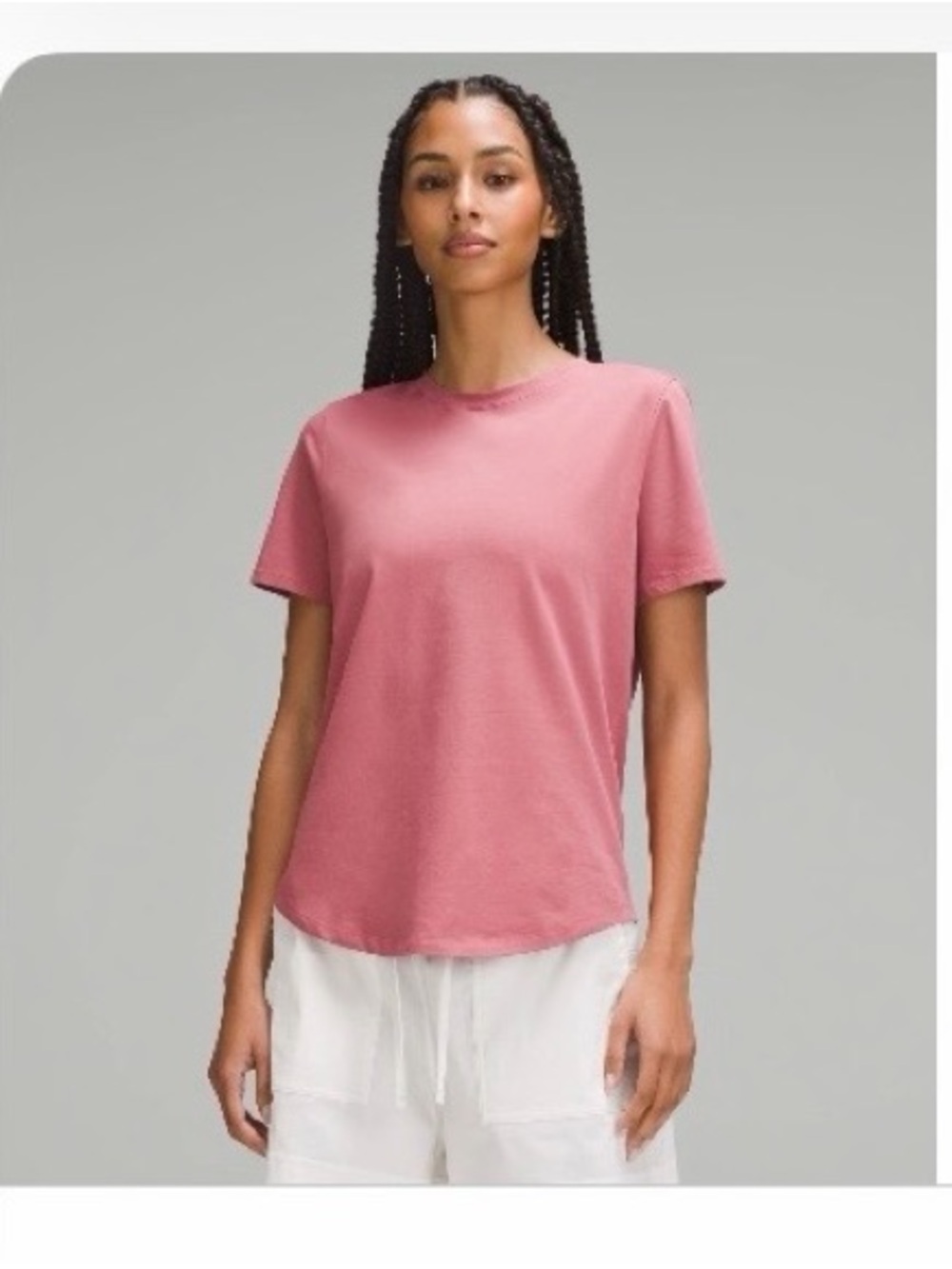 lululemon athletica Love Curved Hem Crewneck - Short Sleeve Tee in Coral